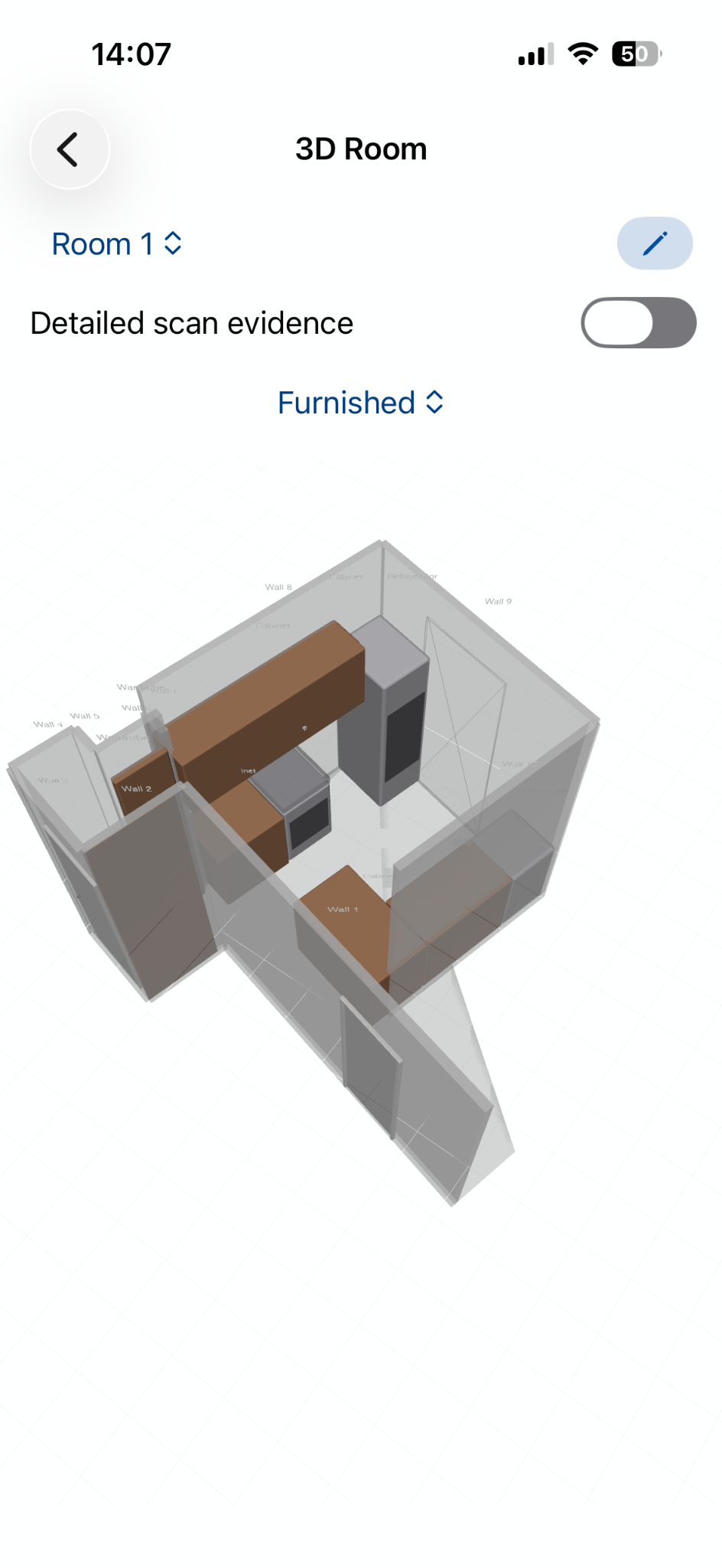 3D view of a scanned room